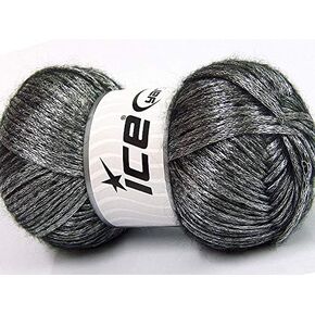 Glam Universe Metallic Shine Fuzzy Wool Nylon Blend Yarn 100 grams ، 250 ياردة - بيوتر (الفضة على الأسود)