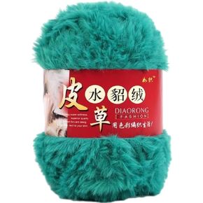 2 skeins فو فرو غزل ناعم خيوط ناعمة للكروشيه خيوط رقيقة ، غزل الغزل غزل خيوط الغزل لنسج الحياكة السجاد سجاد سترة السخرية بينيس وسادة (كل skein 3.5 أوقية ، 65 ياردة) (الفيروز)