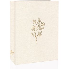Holoary 5x7 Photo Album 100 Photos, 100 Pockets Picture Album, Linen Fabric Cover Big Picture Book for Photos, Photo Album 5x7 for Family Weddings Travel Memories(Beige)