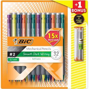 قلم الرصاص الميكانيكي BIC Matic Grip ، HB #2 ، 0.7 مم ، 32 أقلام رصاص