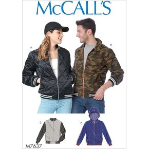 McCall's Patterns M7637 XN Misses 'and Men's Bomber Jackets ، Size XL-XXL-3XL