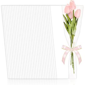 Whaline 150pcs أحذية الورد المفردة الأكمام الأكياس البيضاء تغليف الأكياس الأزهار البلاستيكية الأكمام السيلوفان لأكمام عيد ميلاد عيد الحب عيد الأم