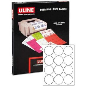 ملصقات ليزر دائرة Uline - جولة ، أبيض ، 2 1⁄2 "(1200 ملصقات/مربع) S -5046