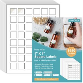Maxgear 1 "Square Labels 1440 pcs ، 1" ملصقات ملصقات مستديرة 1890 PCS ، لاصق قوي ، يجف بسرعة