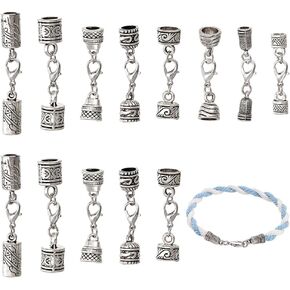 PH Pandahall 16pcs 8 أساليب سبيكة سبل الحبل مع جراد البحر قفل مجوهرات الجلود المشابك قلادة قلادة أغطية نهاية الطرف مع موصل حلقة حلقة لزوارق DIY القلادة المختنقات المجوهرات صنع المجوهرات