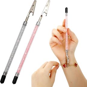2 Pcs Bracelet Helper Tool Hook - Fastener Tool for Bracelet, Necklace, Jewelry, Watch - Easy to Put on Yourself, Portable, Made of Metal, Silver, Rose, Teal