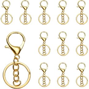 uxcell Lobster Claw Clasps سلسلة المفاتيح ، 12 PCS Lobster Claw Clasp Hook مع حلقة مفاتيح مقسمة مسطحة وسلسلة لإكسسوارات سلسلة مفاتيح DIY ، أبيض ك.