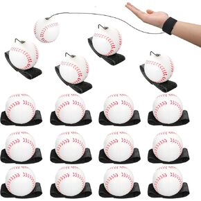 16/32 Pieces Wrist Return Ball 2.36 Inch Bounce Back Ball Rubber Sports Wrist Ball Wrist Rebound Baseball On Elastic String for Teens Adults Wrist Exercise Play Baseball Party Favor