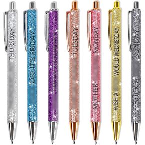 7Pcs Funny Days of the Week Pens Funny Words Everyday Funny Pens Describe Mindset Sarcastic Ballpoint Pens Idea Gifts for Coworkers
