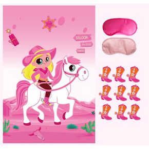 ديكورات حفلة عيد ميلاد Cowgirl ، دبوس الحذاء على لعبة رعاة البقر ، أول روديو Recorations Girl Disco Pink Cowgirl Western Horse Party Decorations لصالح اللوازم.