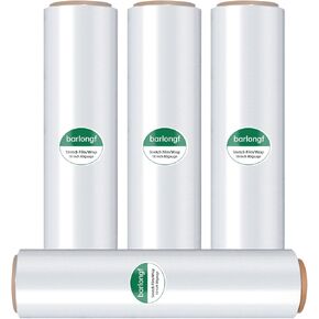 Stretch Wrap Roll 18" x 1,500ft, 80 Gauge – Clear Plastic Wrap for Moving, Packing, Pallet & Furniture – Heavy Duty Shrink Wrap Alternative, Industrial Strength Stretch Film (4 Rolls/Case)