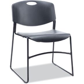 Alera ALECA671 18.50 in. Seat Height Resin Stacking Chair Supports Up to 275 lbs. - Black Seat, Black Back, Black Base (4/Carton)