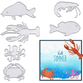 يموت Alibbon Marine Life Die Cuts لتصنيع البطاقات ، وسلطعون الأسماك قوالب القالب المعدني ، وروبيان جراد البحر الأخطبوط.
