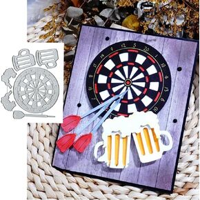 Dart Board & Beer Occs Metal Die Cuts ، Merry Christmas Squqre Cutting Diays Cut Stencils DIY Scrapbooking