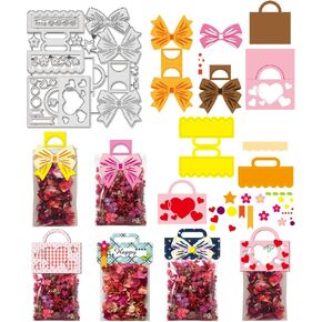 BENECREAT Bag Topper Cutting Dies, Ellipse Semicircle Frame Hanging Handle Metal Stencils Bowknot Heart Decorative Embossing Stencils for Scrapbooking, Cards Decorative Crafts