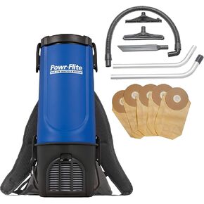 Powr-Flite Comfort Pro Backpack Vacuum Cleaner, 6 Quart Commercial Vacuum Cleaner with Premium Tool Kit, HEPA Vacuum, BP6S