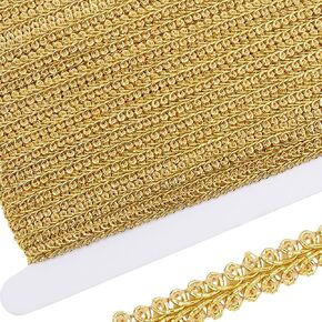 Gorgecraft 25 ياردة الدانتيل المعدني تقليم مطرزة الذهب مضفر Centipede Edge RIBBON THELIQUE GIMP المنسوجة زركشة لخياطة عيد الميلاد منزل الزفاف الديكور DIY الحرف اليدوية