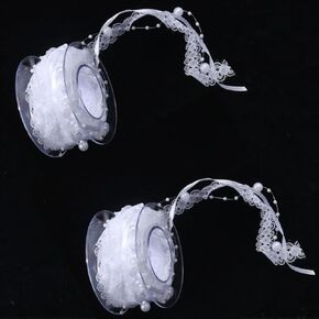 Globleland 2 Rolls 5yards/Roll 3 Strings Beaded Ribbon Pearl String Satin Pearl Peated Trim Organza Lace chiffon Ribbon Rumksles for DIY خياطة الحرف اليدوية.