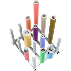 16 Rolls Large Mobile Storage Cart Rack, Heavy Duty Media Roll Mover Rack with 4 Wheels, 23 1/2" W X 27 1/2" D X 19 1/2" H