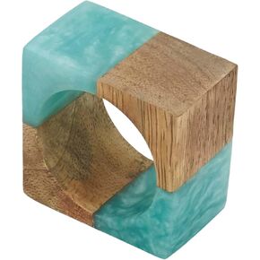 Saro Lifestyle Wooden Fusion Resin Napkin Ring (Set of 4), Grey