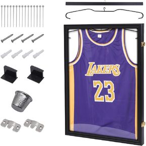 CDEN Jersey Frame, Jersey Display case, Shadow Box Display Cases, Jersey Frame Display case, 98% UV Protection, Acrylic, with Hangers, for Baseball, Football, Soccer, Basketball (2 Pack)