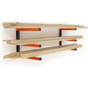 HOME RIGHT 4 Pack Lumber Rack,Wood Organizer and Lumber Storage Rack Wall Mount with 3-Level,Orange Heavy Duty Metal Wood Storage Racks for Indoor and Outdoor