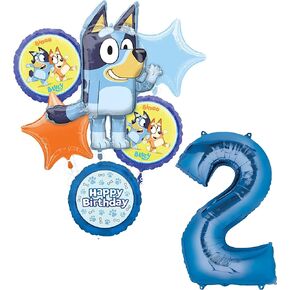 anagram Bluey 2nd Birthday Party Supplies Foil Balloon Bouquet Decorations
