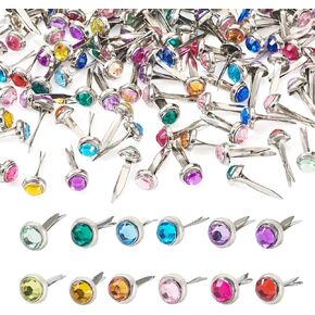 Fashewelry 100 PCS 10 Colors Mini Brads Rhinestone Paper Paper Hackers 8 MM Faceted Rhinestone Brads for Paper Crafts DIY Scrapbooking Photo Photo Sovels