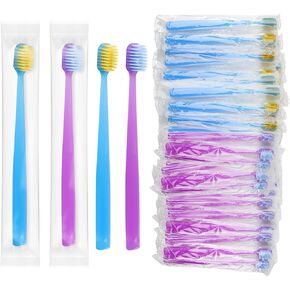 Disposable Toothbrushes Individually Wrapped,Bulk Toothbrush 2 Colors,Toothbrushes in Bulk,Bulk Hygiene Kits for Homeless,Air Bnb/Hotel/Charity (20)