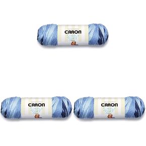 Caron Simply Soft Ombre Yarn (4) مقياس متوسط ​​100 ٪ من الأكريليك - 5 أوقية - جينز SAT Blue - غسل الآلة والجاف (حزمة 3)