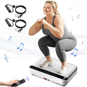 Vibration Plate Exercise Machine,Bluetooth Power Vibrate Fitness Platform,9 Modes Home Vibration Plate for Lymphatic Drainage,Whole Body Workout Vibrating Equipment for Weight Loss (White)