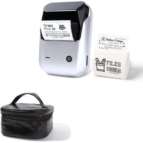 Lmasblter B1 Silver Barcode Label Printer مع شريط+حقيبة حمل محمولة