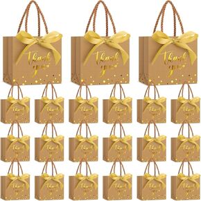 Jetec 15 PCS Mini Paper Gift Bags Bulk 5.5x4.7x2.5 '' Small Thank You Highty Candy Bag with Monthert Party Favor With Bow Ribbon لحضور حفل زفاف Bridal Dearn Graduation Party (Green)