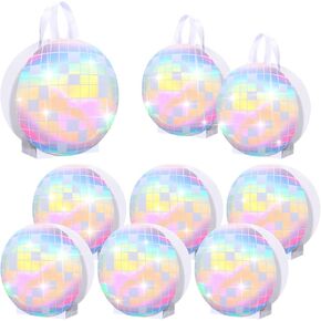 Kolldenn 12 PCS Disco Ball Hololographic Gift Forms Disco Party Tavor Paper Paper Bags 70s 80s 90s Birthday Party Supplies with Handles for Goodies Goadies Wedding Bachelorety