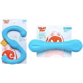 لعبة West Paw Zogoflex Bumi Dog Tug Tuy (كبيرة ، أكوا) و Zogoflex Hurley Dog Bone Chew Toy (كبيرة ، أكوا) - ألعاب الحيوانات الأليفة القابلة للطفرة للمضغ العدواني ، الصيد ، الجلب
