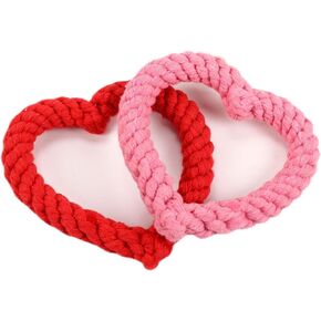 ألعاب كلب/قطة مضغ لطيف ، ألعاب الكلب التفاعلية على شكل قلب إبداعي ، لعبة Cotton Puppy Beppy Tug Tug (Pink & Red)