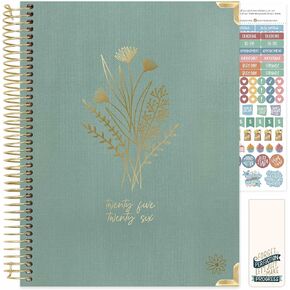 bloom daily planners HARDCOVER 2025-2026 (8.5" x 11") Academic Year Day Planner (July 2025 - July 2026) - Aesthetic Task Goal Organizer - Monthly & Weekly Inspirational Agenda Book - Green Linen