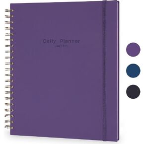 AUROPLANNER غير مؤرخ DAILY PLANNER للقيام بقائمة كل ساعة الجدول الزمني 2027 2026 2025 التقويم والعطلات العادية متتبع 180 صفحات الحجم الحجم 8.5 "× 11" صفائح الأسلاك الأسلاك السلكية (النيلي)
