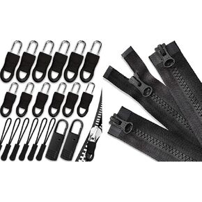 WaveBeexs 27 بوصة سترة سحاب و Universal Zipper Pull Place Kit ، #5 سحاب متين للسترة (3 قطع) ، استبدال علامة تبويب السوستة (20 حزمة)