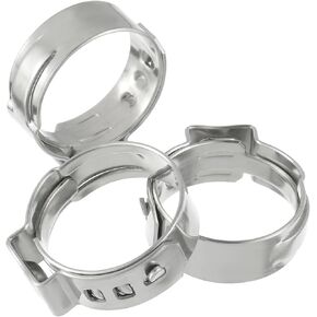 1/2 Inch PEX Clamps Rings Stainless Steel Single Ear Clamps Compatible with PEX Tubing Pipe Fitting Connections(100PCS)