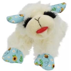 Multipet Mini Blue Bee Lamb Chop Plush Dog Toy - 6"