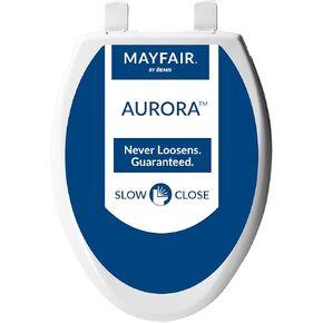 Mayfair Preston Easy to Clean Single Hinge Toilet Seat, Modern Slow Close Plastic Toilet Seat, Elongated, White