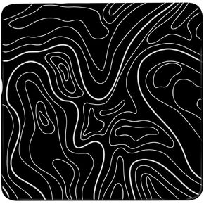 Glass Gaming Mouse Pad,White Topographic,9.8''x9.8'',Suitable for Gaming, Work, Office, and Home Desktop Decoration