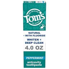 Tom's of Maine Whiten+ Deep Clean Anticavity Peppermint Toothpaste 4.0 Oz