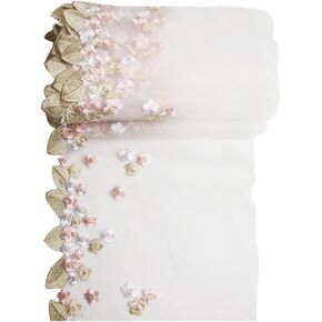 Wixine 1Pcs/10Yard Floral Tulle Lace Trim Ribbon Fabric Flower Embroidery Wedding Trim Sewing On