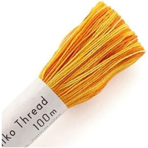 Olympus Sashiko Thread-100m Skein-خيط التطريز واللحف الياباني (154-Vari-orange-Yellow)