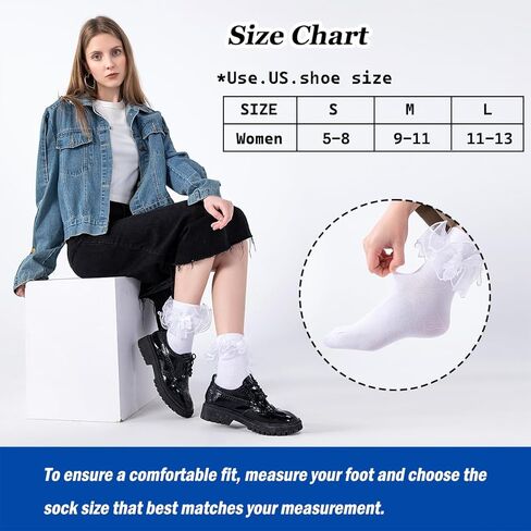 جوارب نسائية ذات كشكشة كبيرة من Dichry بأساور دوارة من الدانتيل المزدوج (مقاس 9-11) in Kuwait