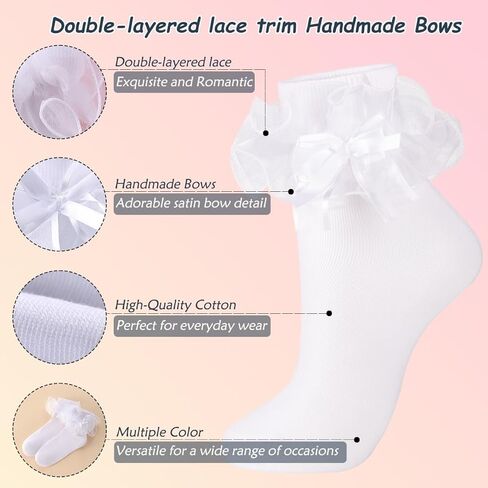 جوارب نسائية ذات كشكشة كبيرة من Dichry بأساور دوارة من الدانتيل المزدوج (مقاس 9-11) in Kuwait