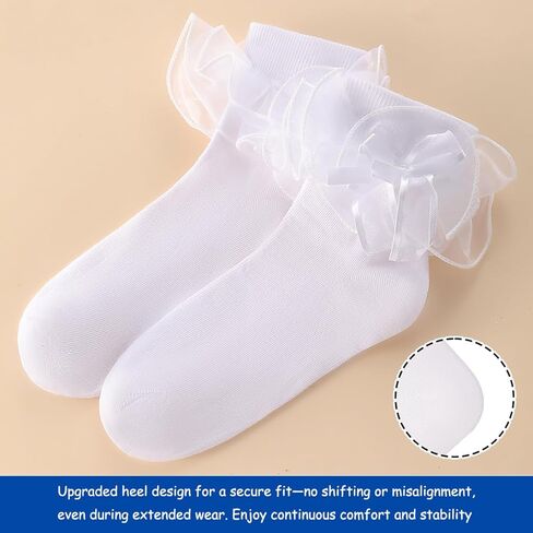 جوارب نسائية ذات كشكشة كبيرة من Dichry بأساور دوارة من الدانتيل المزدوج (مقاس 9-11) in Kuwait