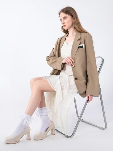 جوارب نسائية ذات كشكشة كبيرة من Dichry بأساور دوارة من الدانتيل المزدوج (مقاس 9-11) in Kuwait